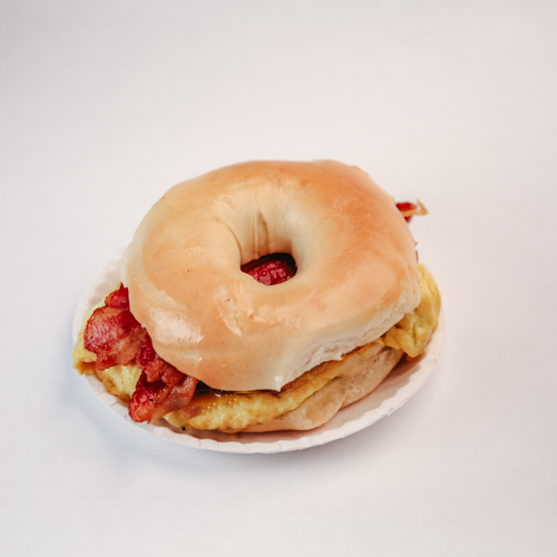 bagel egg bacon